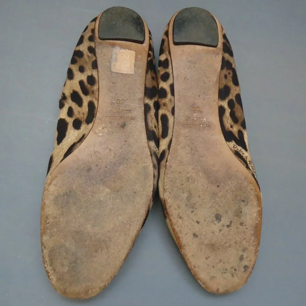 SIZE 39. Dolce & Gabbana leopard scrunch ballet flats. - Picture 13 of 14